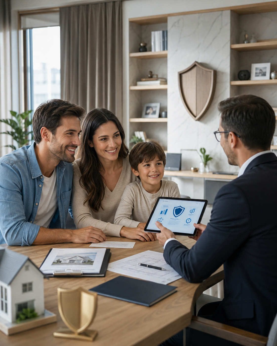 Mortgage broker presenting growth strategy to family clients