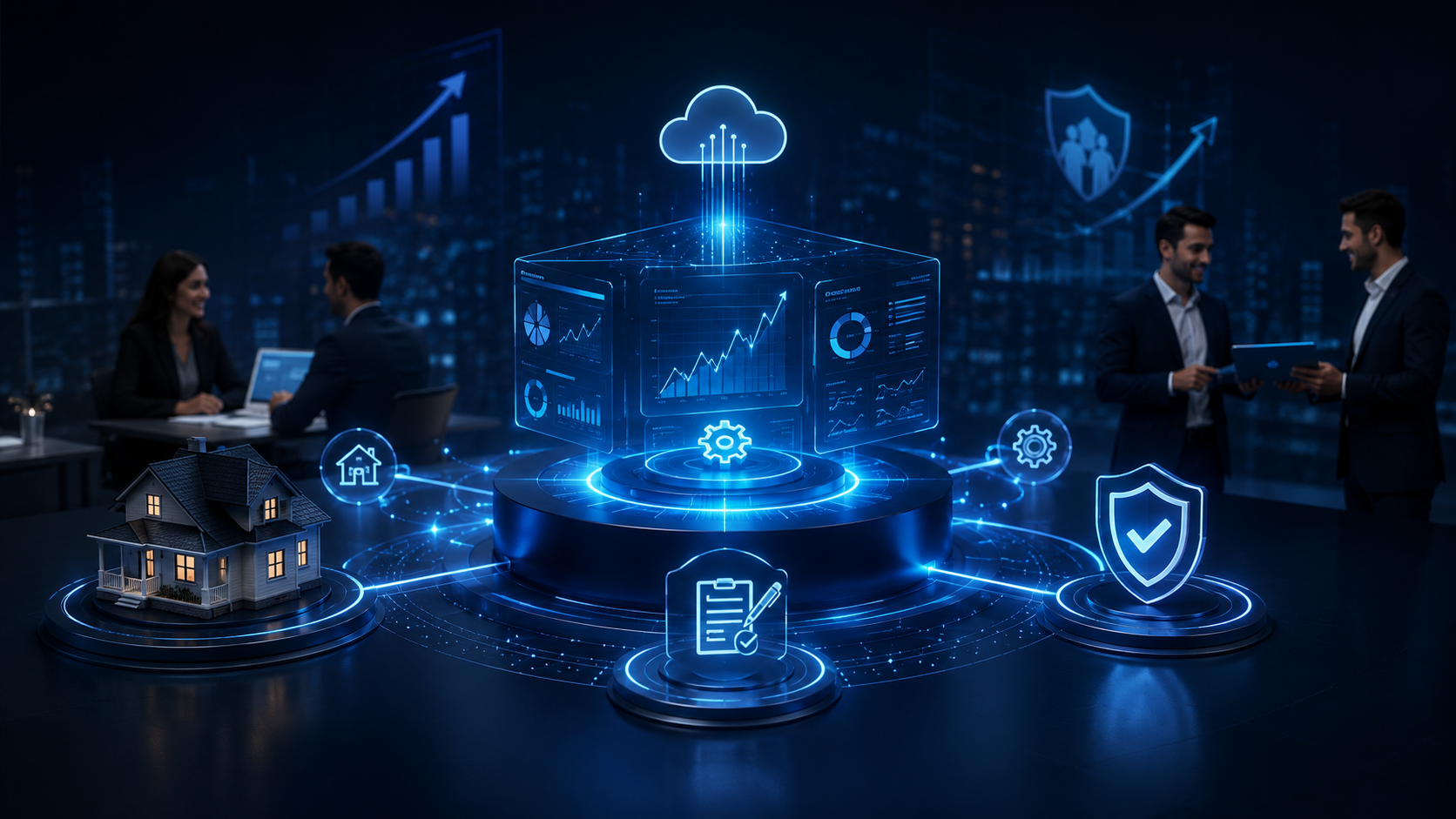 Mortgage team reviewing pipeline dashboard and performance metrics